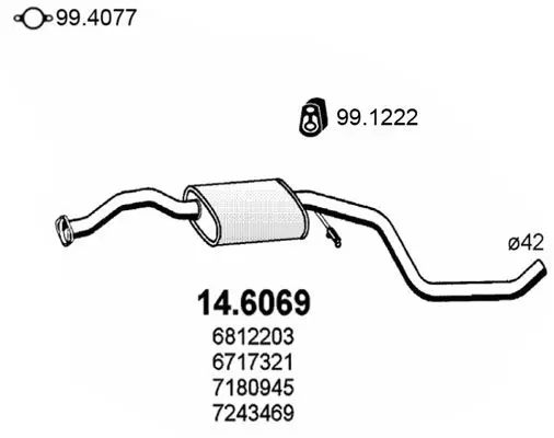 Handler.Part Middle silencer ASSO 146069 1