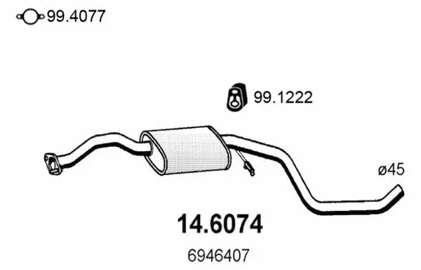 Handler.Part Middle silencer ASSO 146074 1