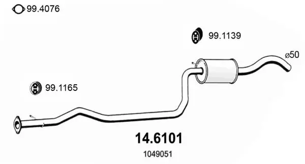 Handler.Part Middle silencer ASSO 146101 1