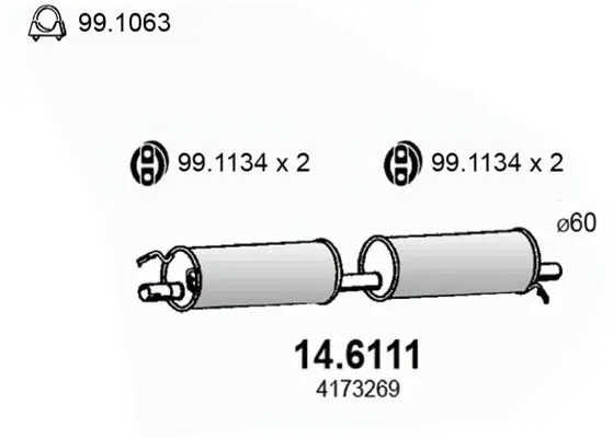 Handler.Part Middle silencer ASSO 146111 1