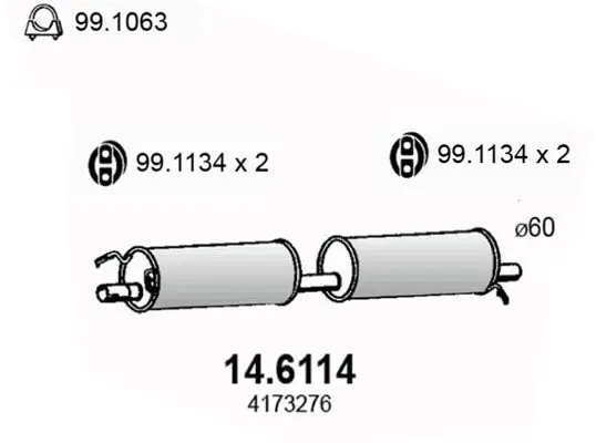 Handler.Part Middle silencer ASSO 146114 1