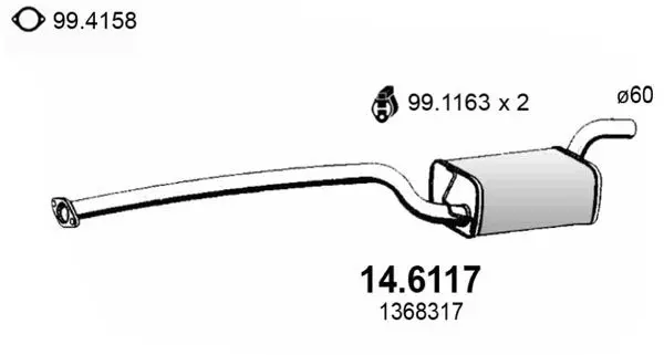 Handler.Part Middle silencer ASSO 146117 1