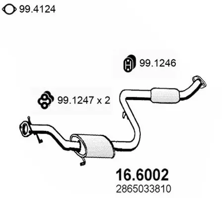 Handler.Part Middle silencer ASSO 166002 1