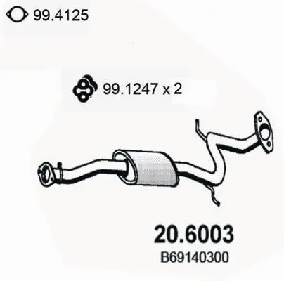 Handler.Part Middle silencer ASSO 206003 1