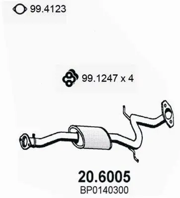 Handler.Part Middle silencer ASSO 206005 1