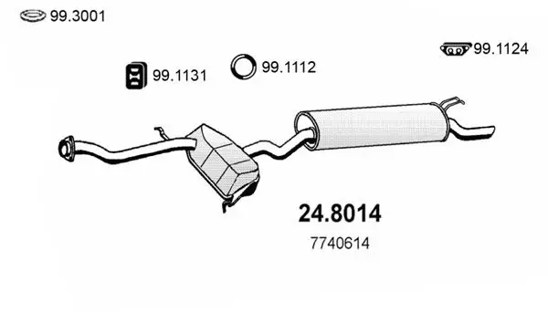 Handler.Part Middle-/end silencer ASSO 248014 1