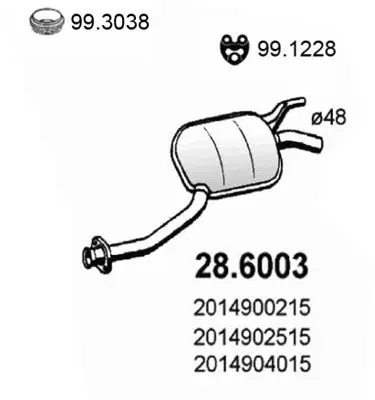 Handler.Part Middle silencer ASSO 286003 1