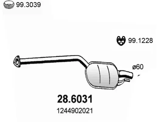 Handler.Part Middle silencer ASSO 286031 1