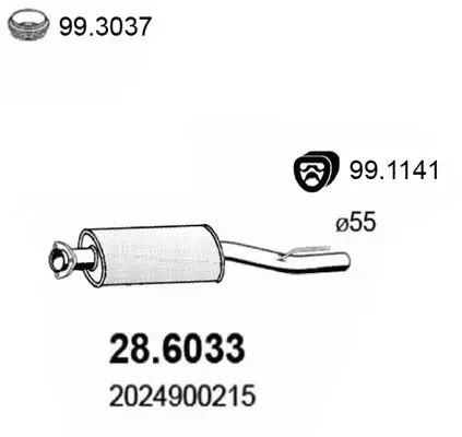 Handler.Part Middle silencer ASSO 286033 1