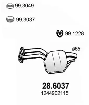 Handler.Part Middle silencer ASSO 286037 1