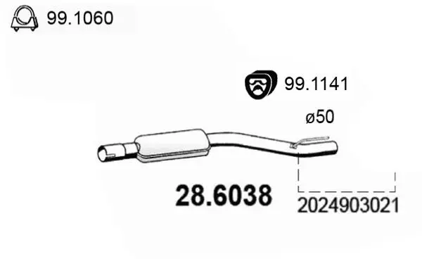 Handler.Part Middle silencer ASSO 286038 1