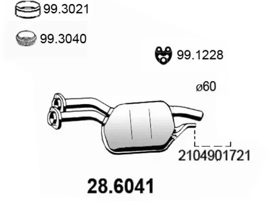 Handler.Part Middle silencer ASSO 286041 1