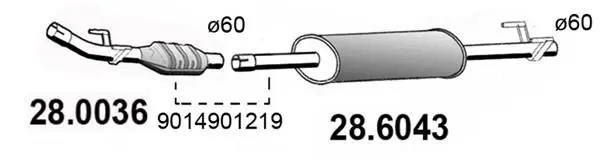 Handler.Part Middle silencer ASSO 286043 1