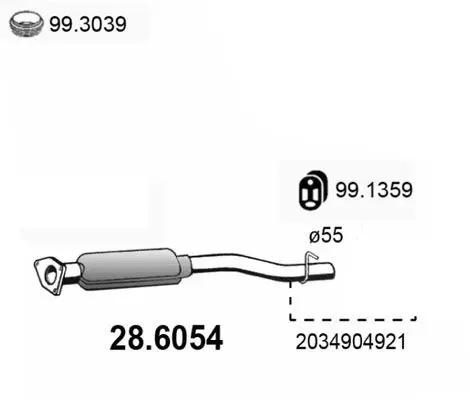 Handler.Part Middle silencer ASSO 286054 1