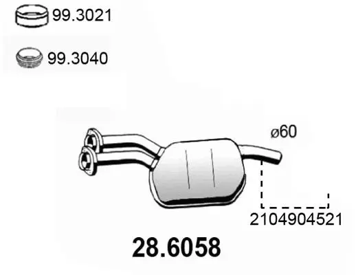 Handler.Part Middle silencer ASSO 286058 1