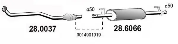 Handler.Part Middle silencer ASSO 286066 1