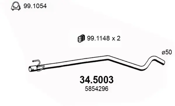 Handler.Part Exhaust pipe ASSO 345003 1