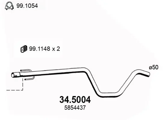 Handler.Part Exhaust pipe ASSO 345004 1