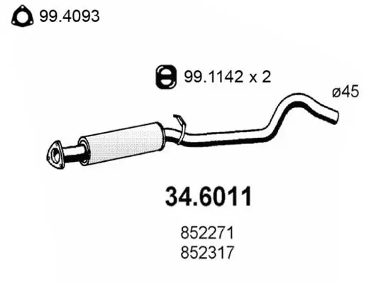 Handler.Part Middle silencer ASSO 346011 1