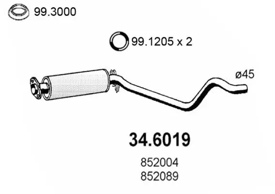 Handler.Part Middle silencer ASSO 346019 1