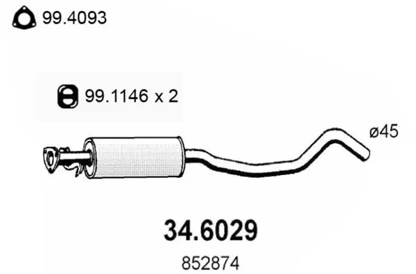 Handler.Part Middle silencer ASSO 346029 1