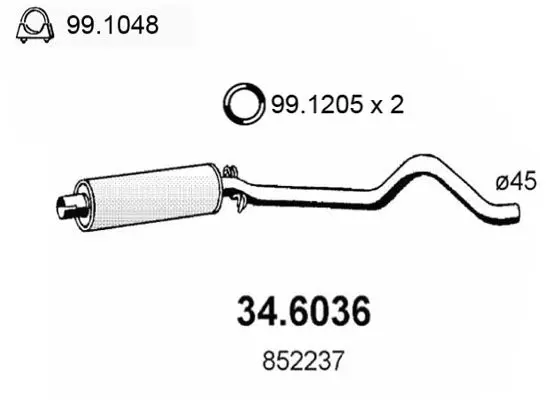 Handler.Part Middle silencer ASSO 346036 1