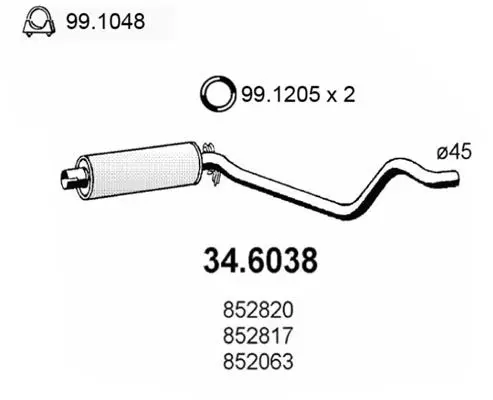 Handler.Part Middle silencer ASSO 346038 1