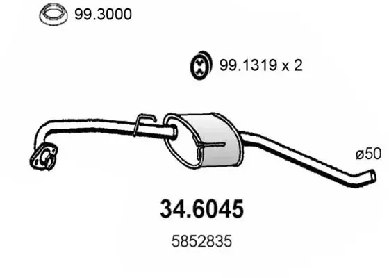 Handler.Part Middle silencer ASSO 346045 1