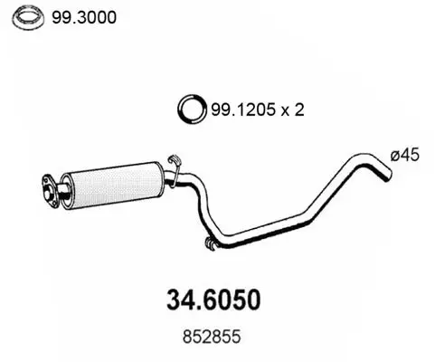 Handler.Part Middle silencer ASSO 346050 1