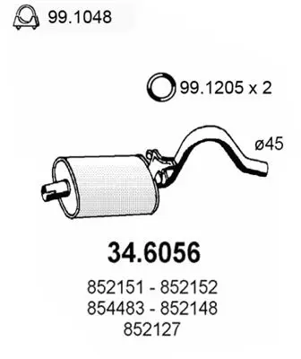 Handler.Part Middle silencer ASSO 346056 1