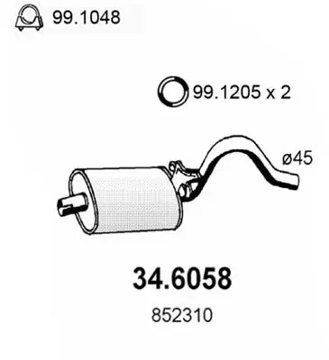 Handler.Part Middle silencer ASSO 346058 1