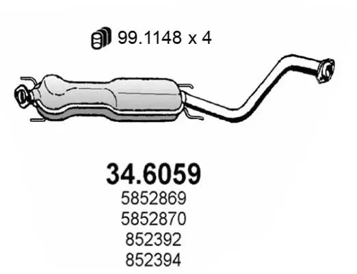 Handler.Part Middle silencer ASSO 346059 1