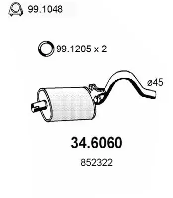 Handler.Part Middle silencer ASSO 346060 1