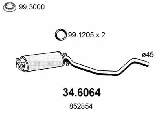 Handler.Part Middle silencer ASSO 346064 1