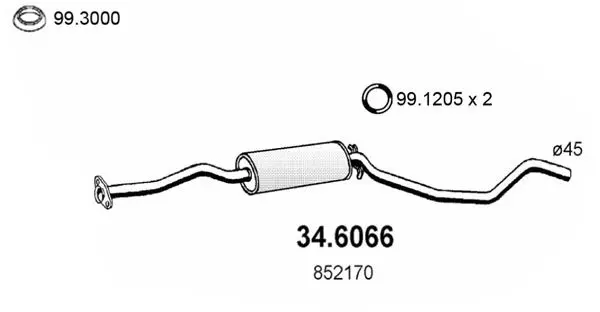 Handler.Part Middle silencer ASSO 346066 1