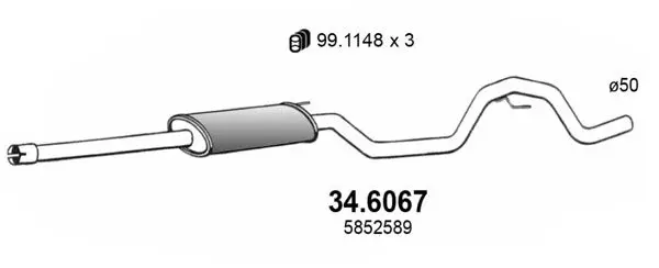 Handler.Part Middle silencer ASSO 346067 1