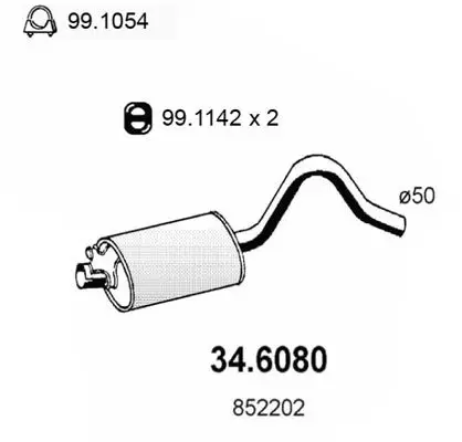 Handler.Part Middle silencer ASSO 346080 1