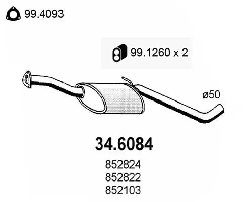 Handler.Part Middle silencer ASSO 346084 1