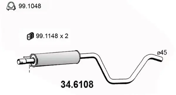 Handler.Part Middle silencer ASSO 346108 1