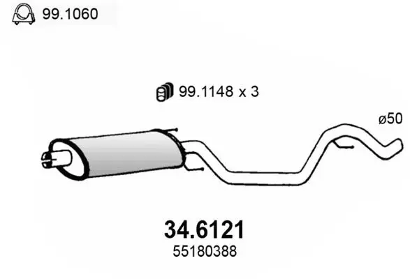 Handler.Part Middle silencer ASSO 346121 1