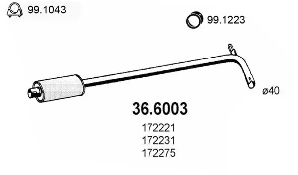 Handler.Part Middle silencer ASSO 366003 1