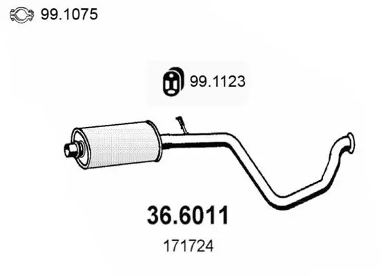 Handler.Part Middle silencer ASSO 366011 1