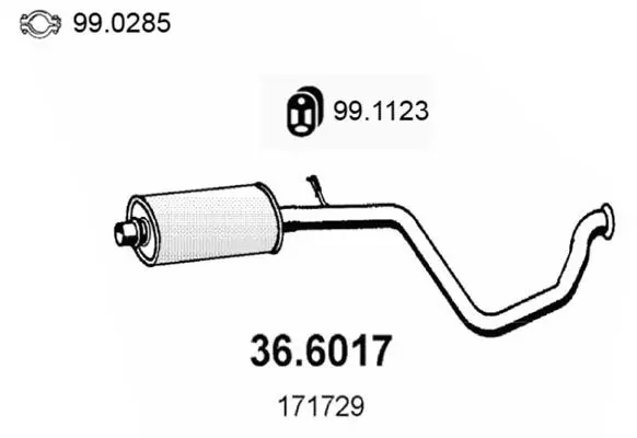 Handler.Part Middle silencer ASSO 366017 1