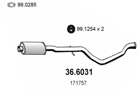 Handler.Part Middle silencer ASSO 366031 1