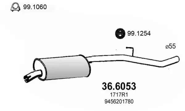 Handler.Part Middle silencer ASSO 366053 1