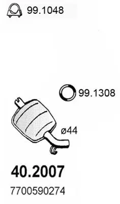 Handler.Part Front silencer ASSO 402007 1