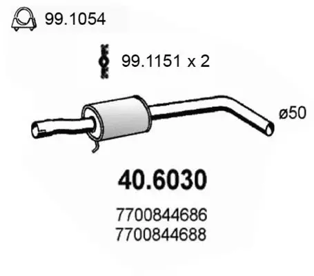 Handler.Part Middle silencer ASSO 406030 1