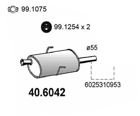 Handler.Part Middle silencer ASSO 406042 1