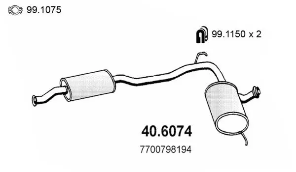 Handler.Part Middle silencer ASSO 406074 1