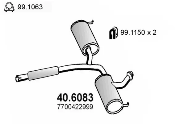 Handler.Part Middle silencer ASSO 406083 1